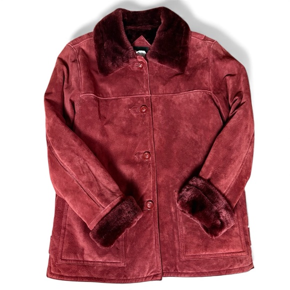 Dennis Basso | Y2K Vintage Red Leather Jacket with Faux Fur Trim - Picture 7 of 12